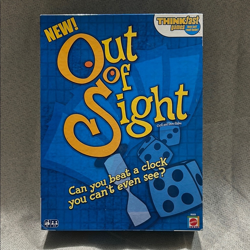 2008 Mattel Out of Sight Games Blue Dice and card game